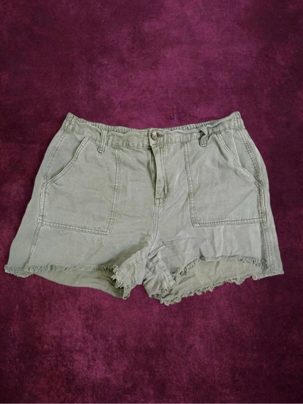 Aerie Olive Utility Frayed-Hem Shorts